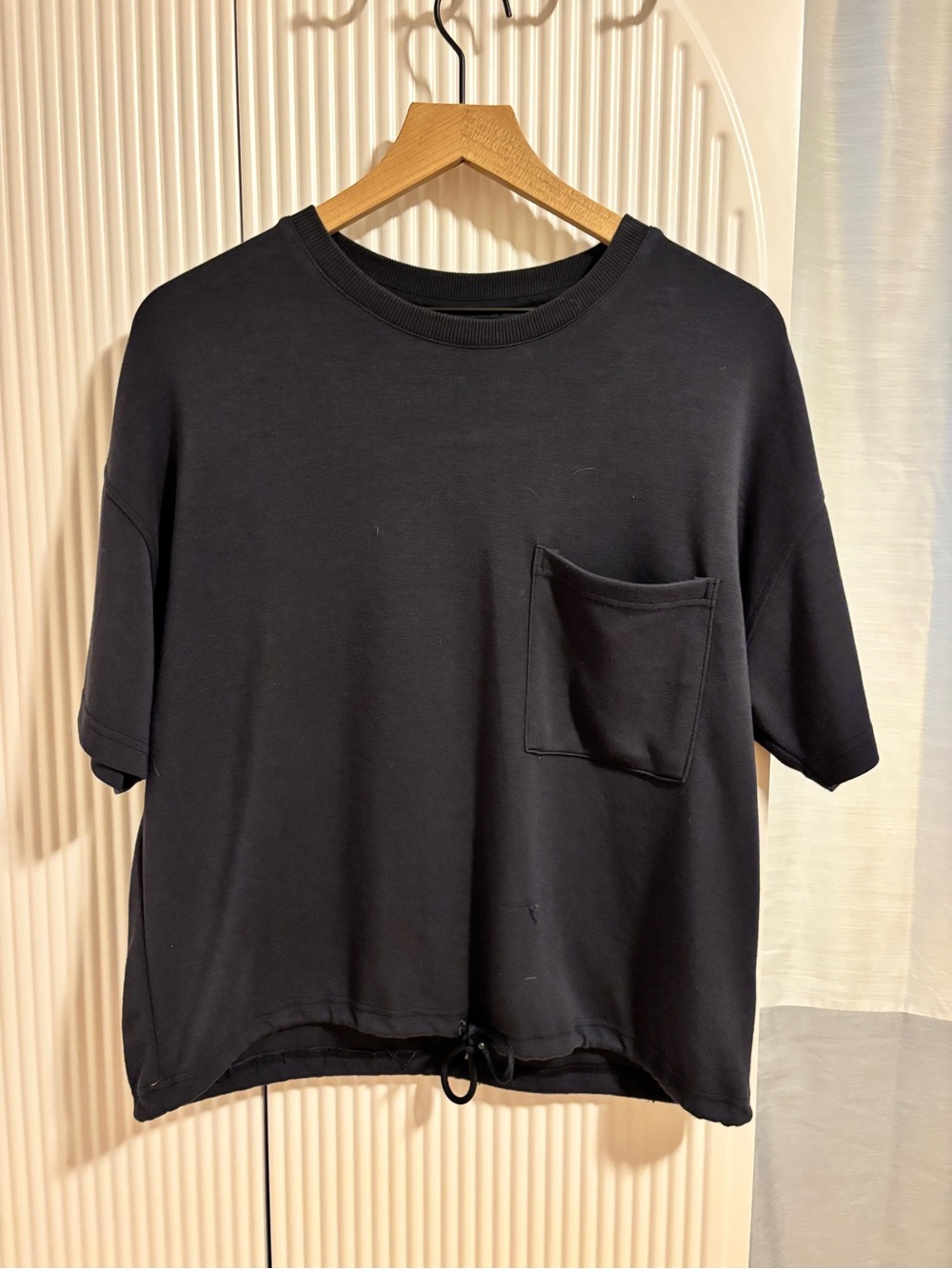 Blue Short Sleeve Pocket Drawstring Tee